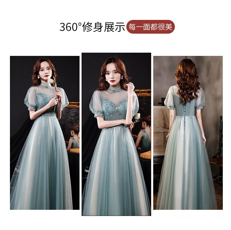 宴会晚礼服女2021新款名媛仙气高贵主持人礼服裙(图2)